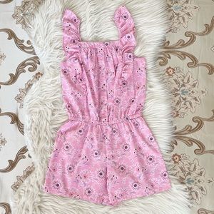 Gap Girls Jumper Pink Floral Print Pattern Ruffled Buttoned Top EUC Size XL